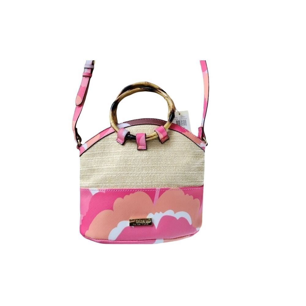 Trina Turk Rainbow Petals Straw Purse